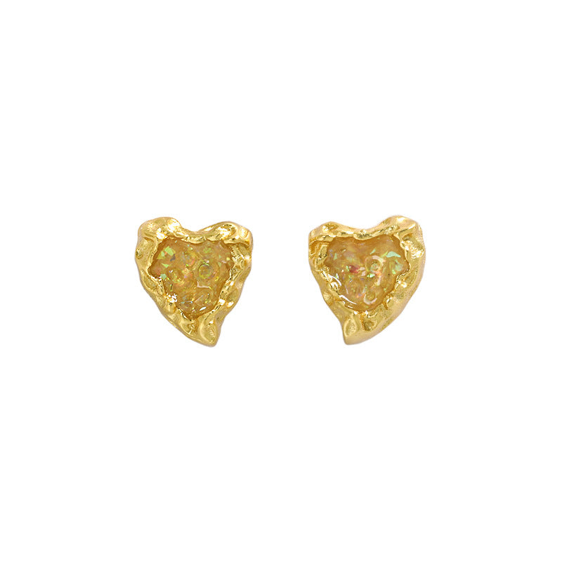 Heart Shape Texture Stud Earrings