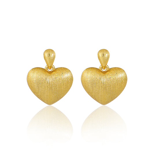 Brushed Texture Love Stud Earrings