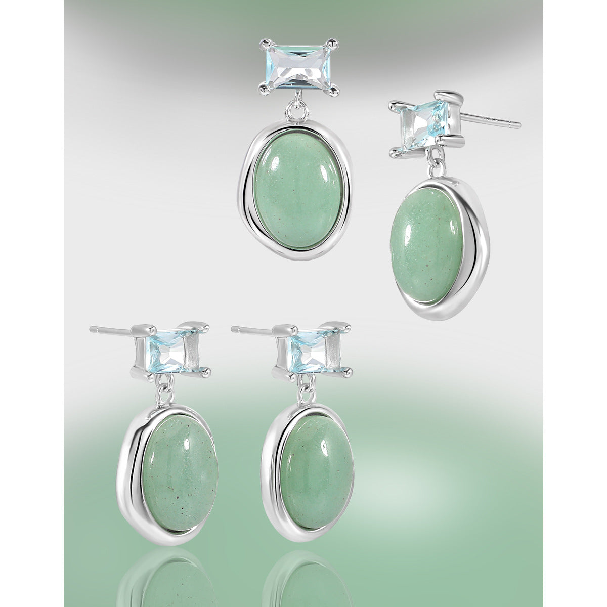 Oval Aventurine Stud Earrings