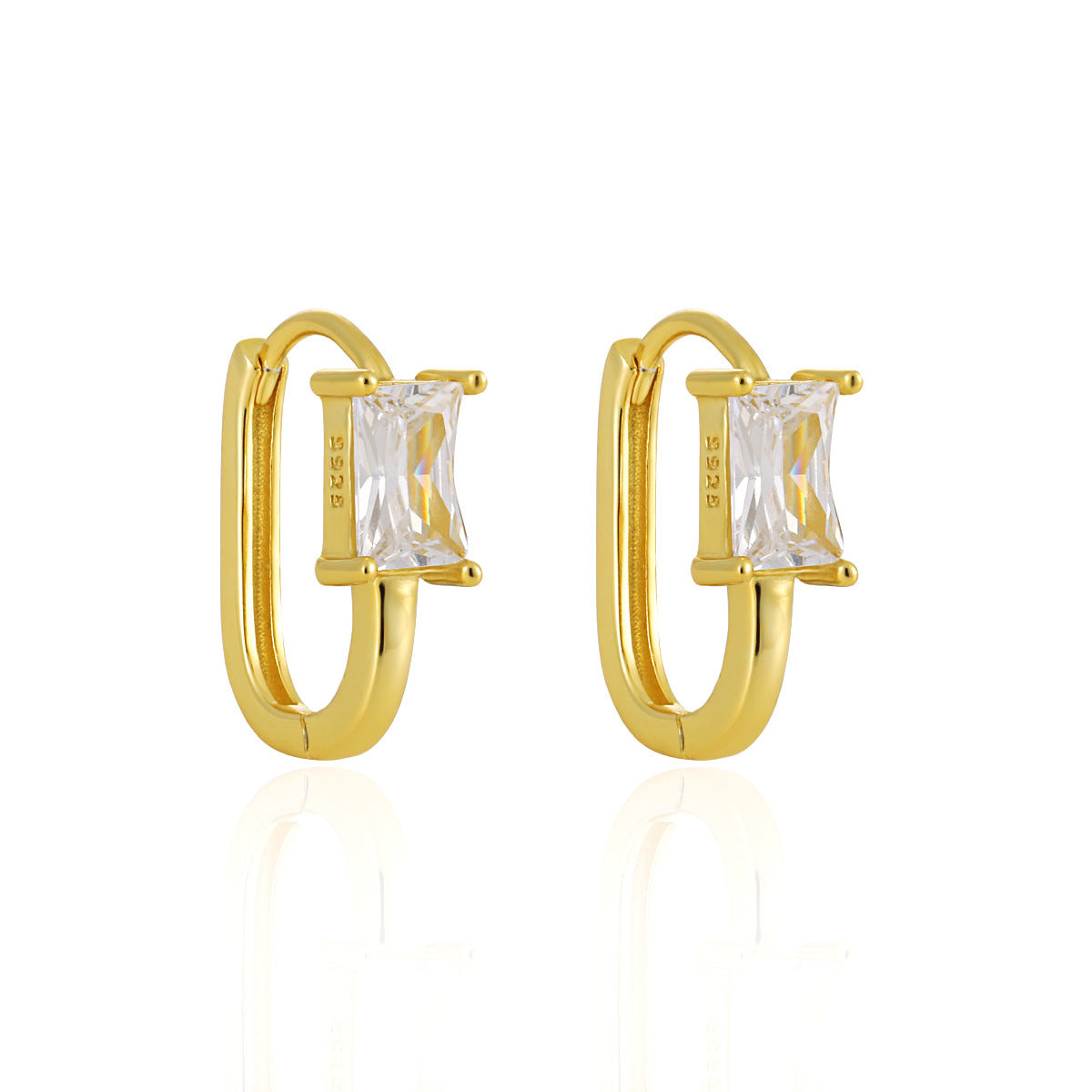 U-shaped Inlaid Zircon Earrings