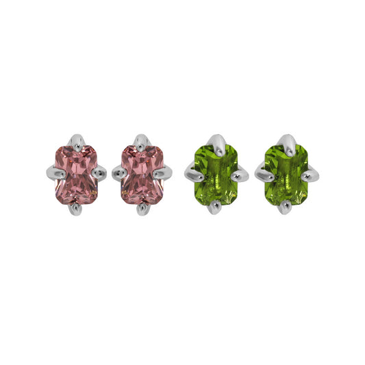 Rectangular Zircon Stud Earrings