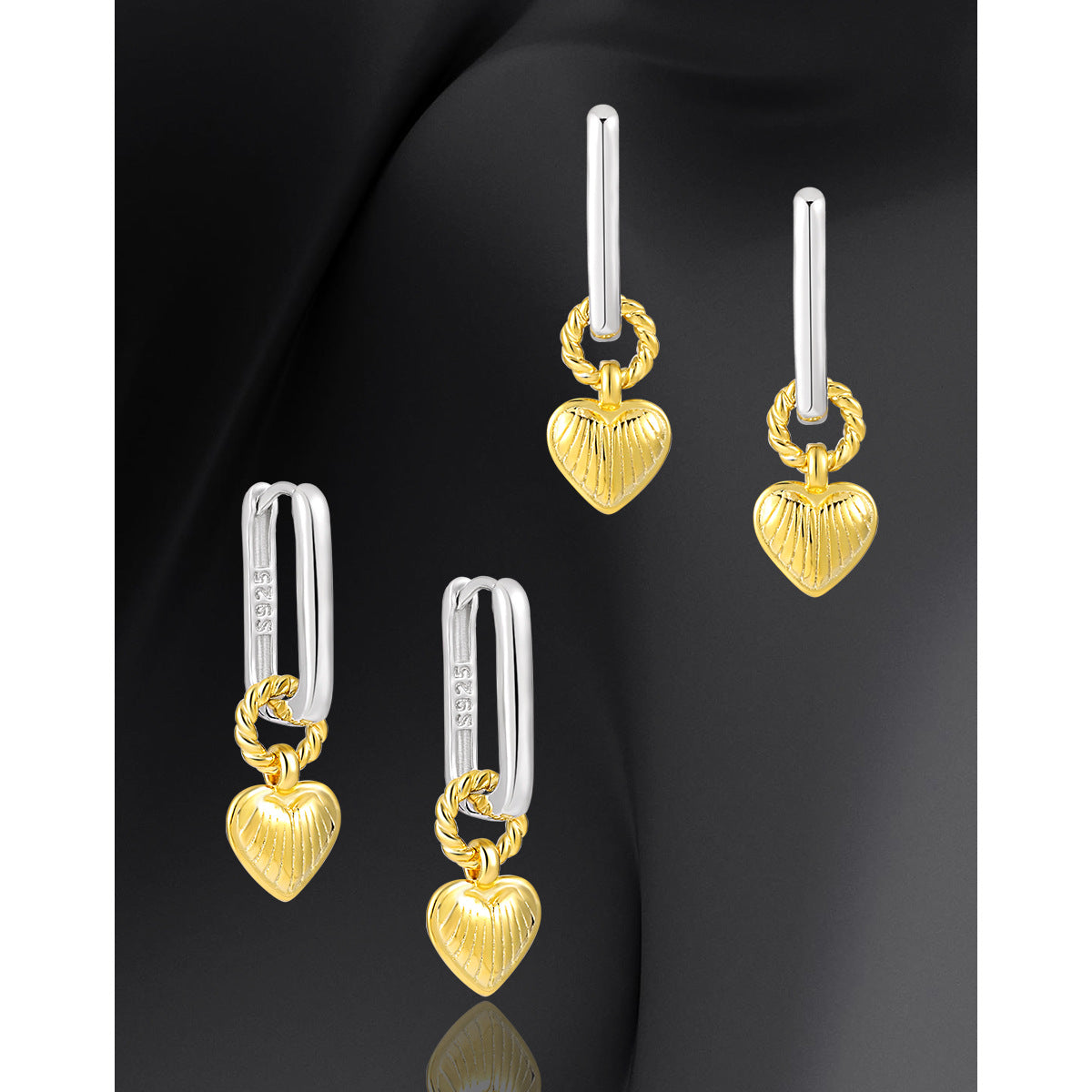 Gold Stripe Love Earrings