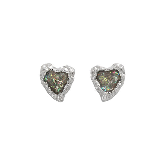 Heart Shape Texture Stud Earrings