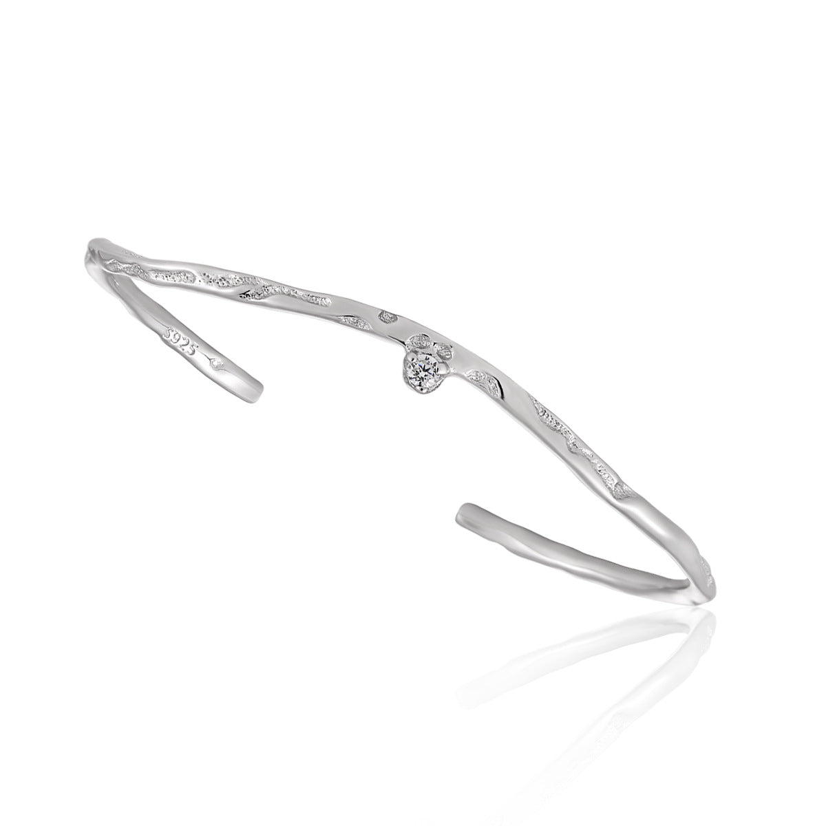 Single Diamond Thin Hoop Bracelet