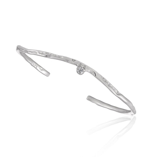 Single Diamond Thin Hoop Bracelet