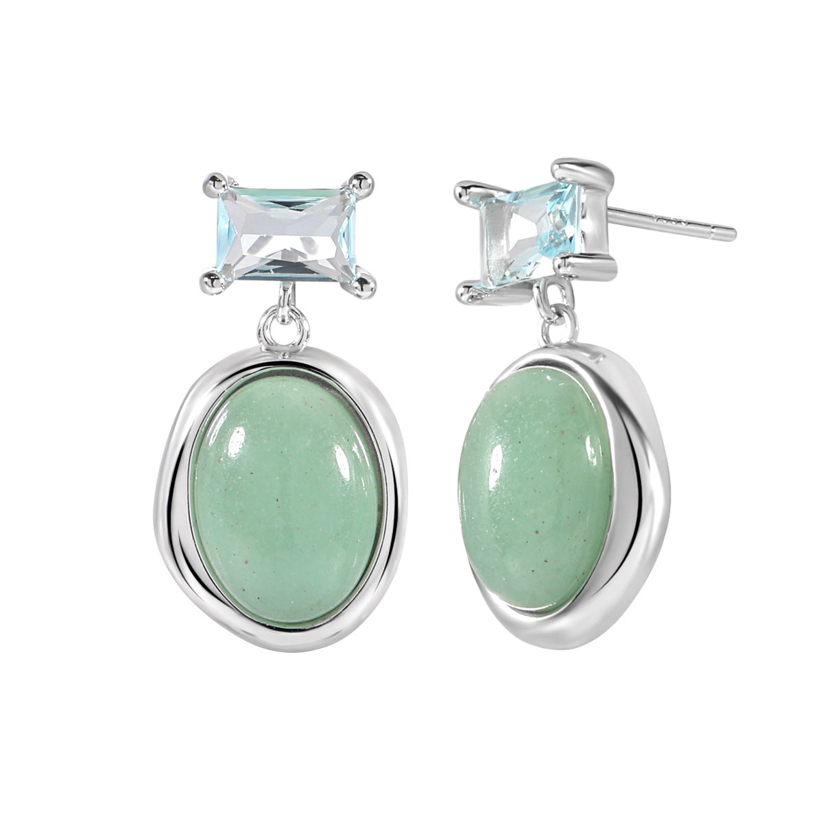 Oval Aventurine Stud Earrings