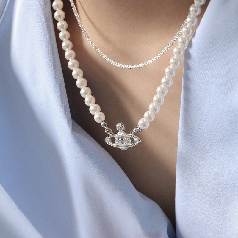 Saturn Pearl Necklace