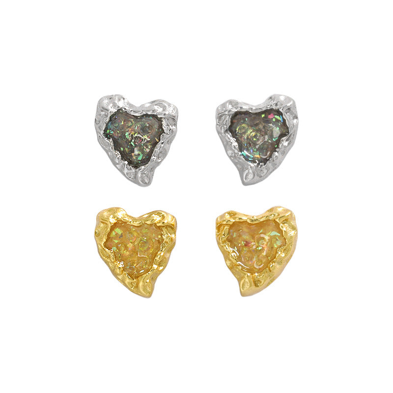 Heart Shape Texture Stud Earrings