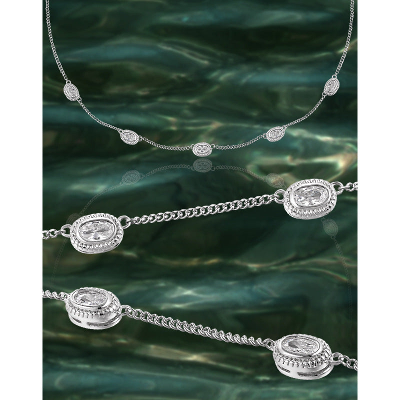 Oval Inlaid Diamond Necklace