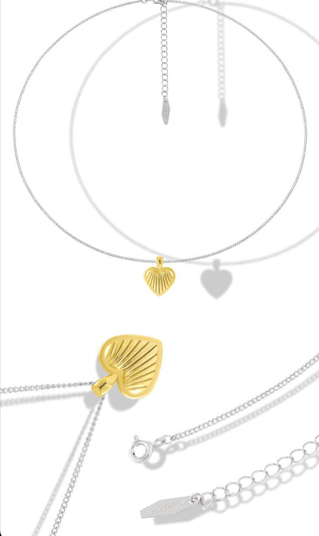 Gold Stripe Love Pendant Clavicle Chain