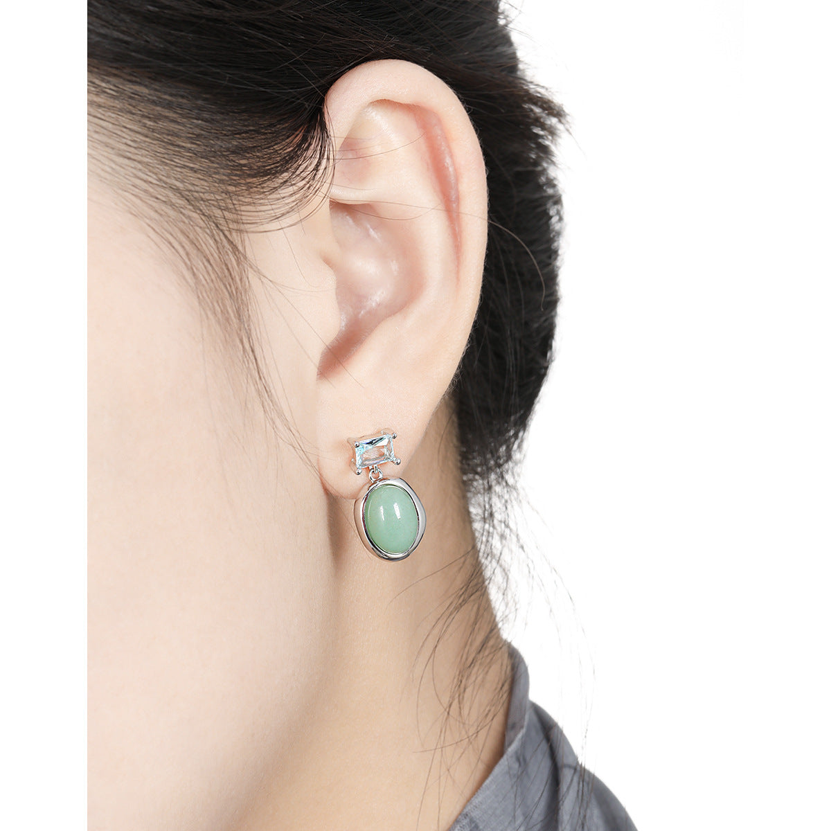 Oval Aventurine Stud Earrings