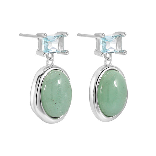 Oval Aventurine Stud Earrings