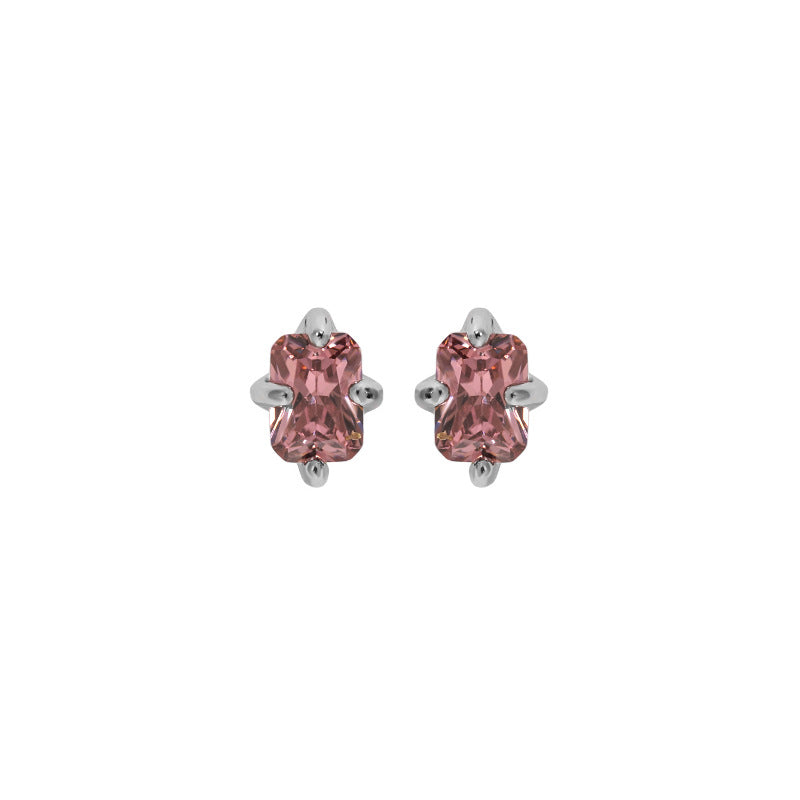 Rectangular Zircon Stud Earrings