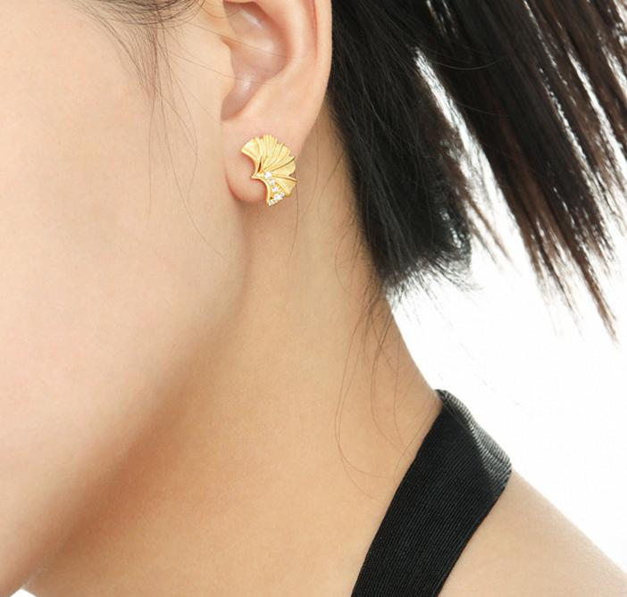 Ginkgo Biloba Stud Earrings