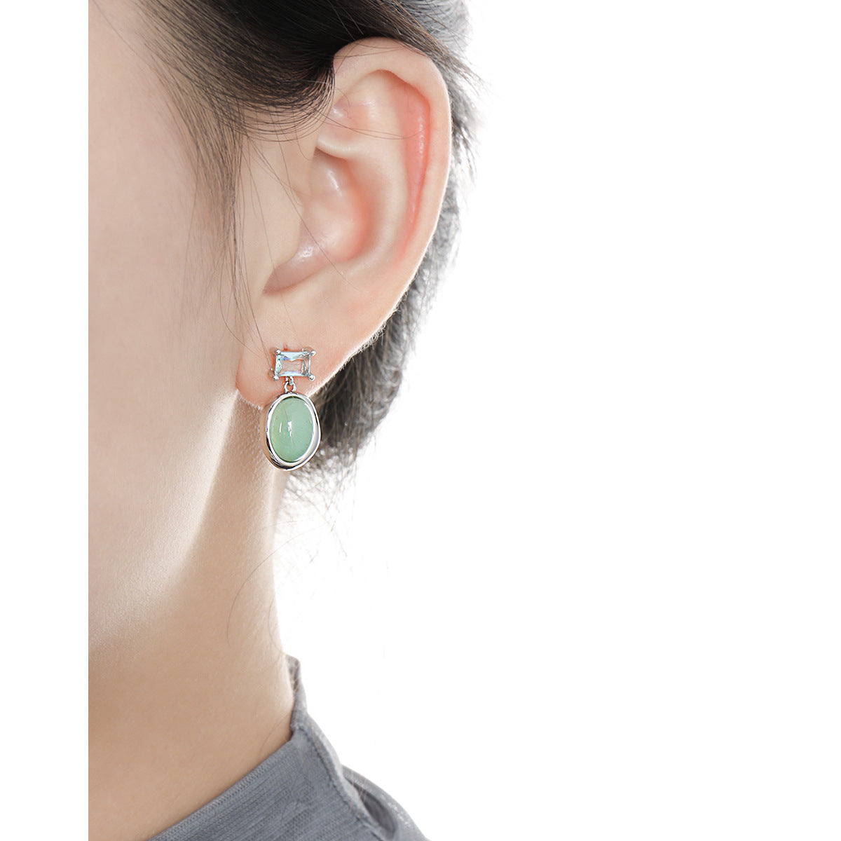 Oval Aventurine Stud Earrings