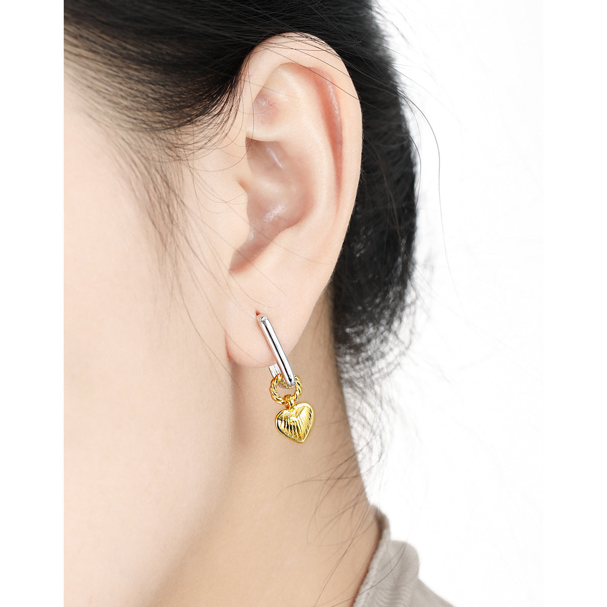 Gold Stripe Love Earrings