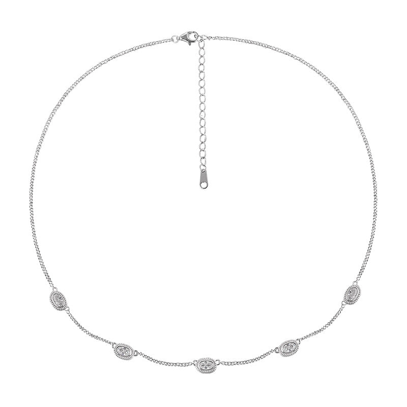 Oval Inlaid Diamond Necklace