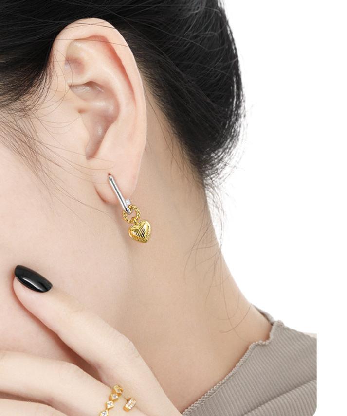 Gold Stripe Love Earrings