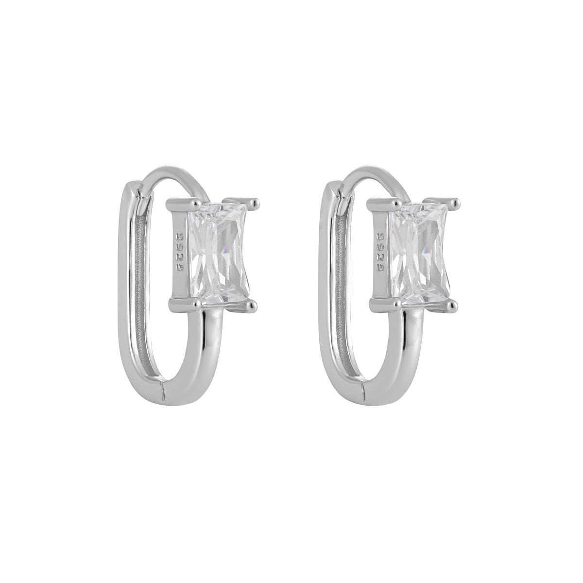 U-shaped Inlaid Zircon Earrings