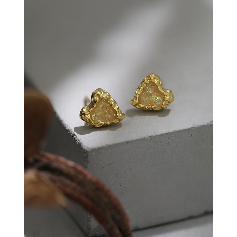 Heart Shape Texture Stud Earrings