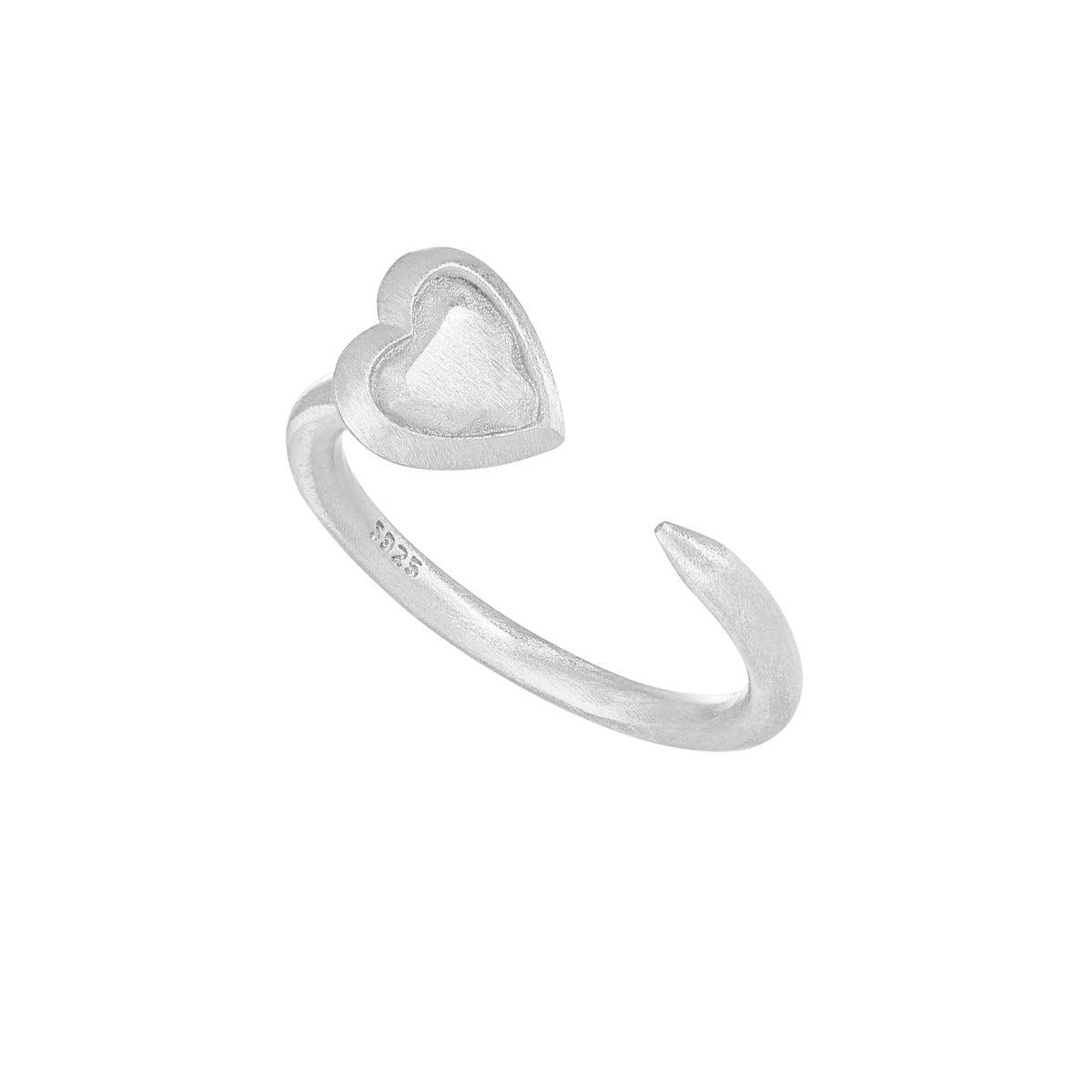 Brushed Love Heart Ring